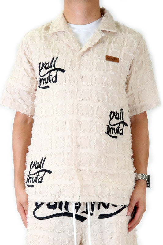 Camisa de manga corta con botones, rota y reparada, para hombre de EARTH