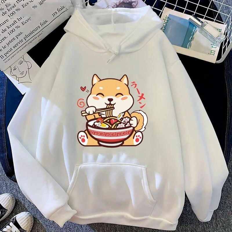 Sudadera con capucha de ramen y shiba inu adorable