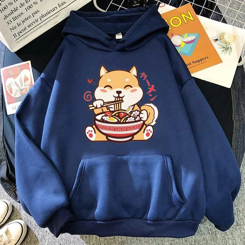 Sudadera con capucha de ramen y shiba inu adorable