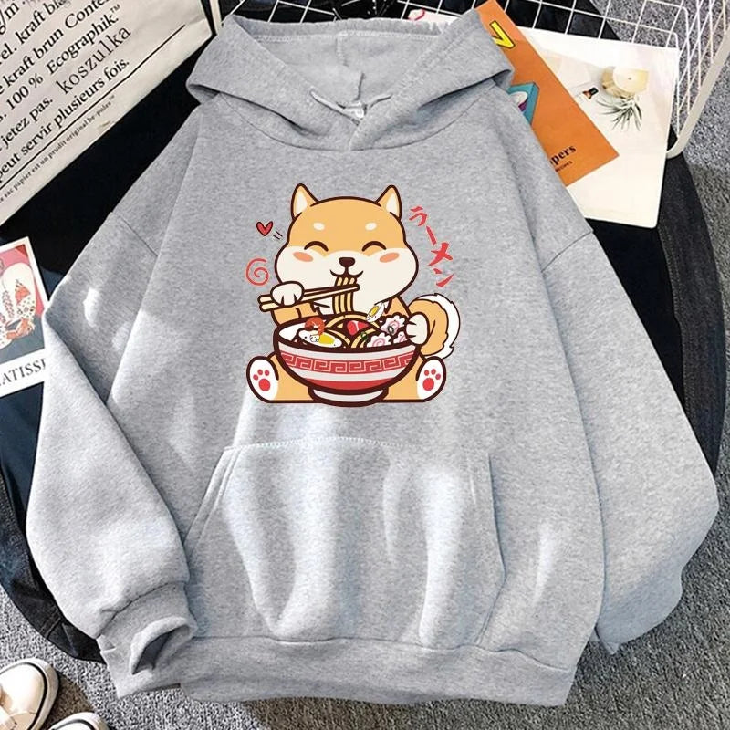 Sudadera con capucha de ramen y shiba inu adorable