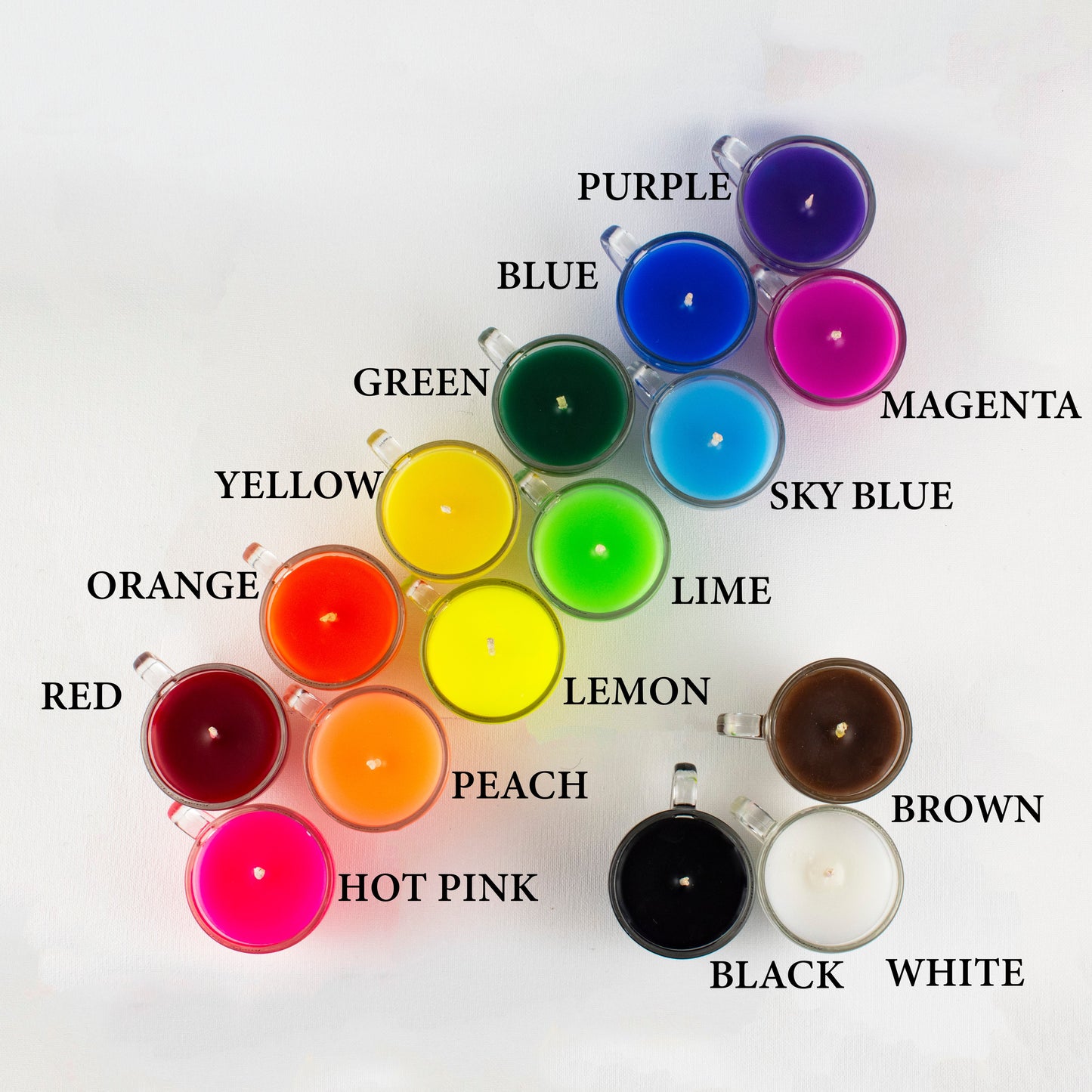 Vela de cera Teacup Play - Baja temperatura - Parafina - Regular y luz negra - Mini