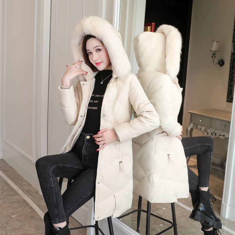Chaqueta de invierno acolchada con cuello de piel grande