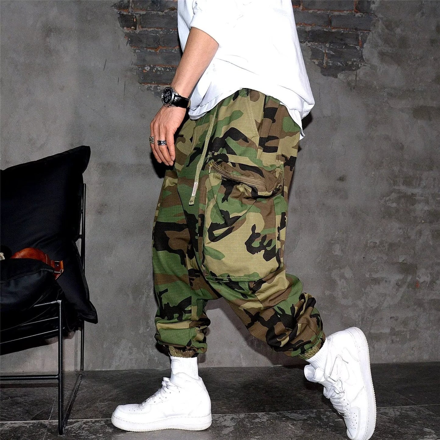 Pantalones de trabajo casuales de camuflaje retro para hombre