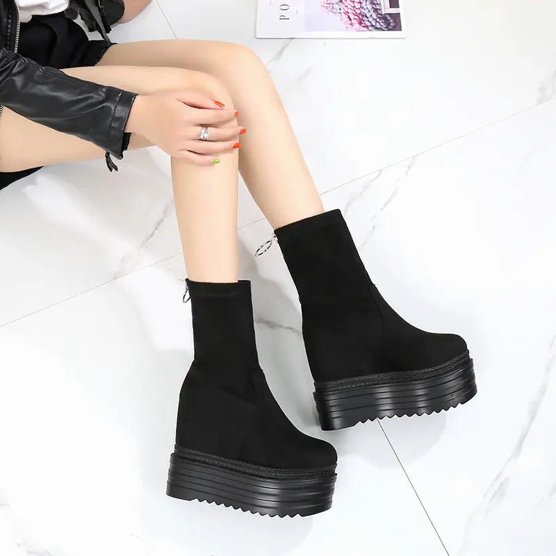 Korean Chic High-Heel Martin Boots
