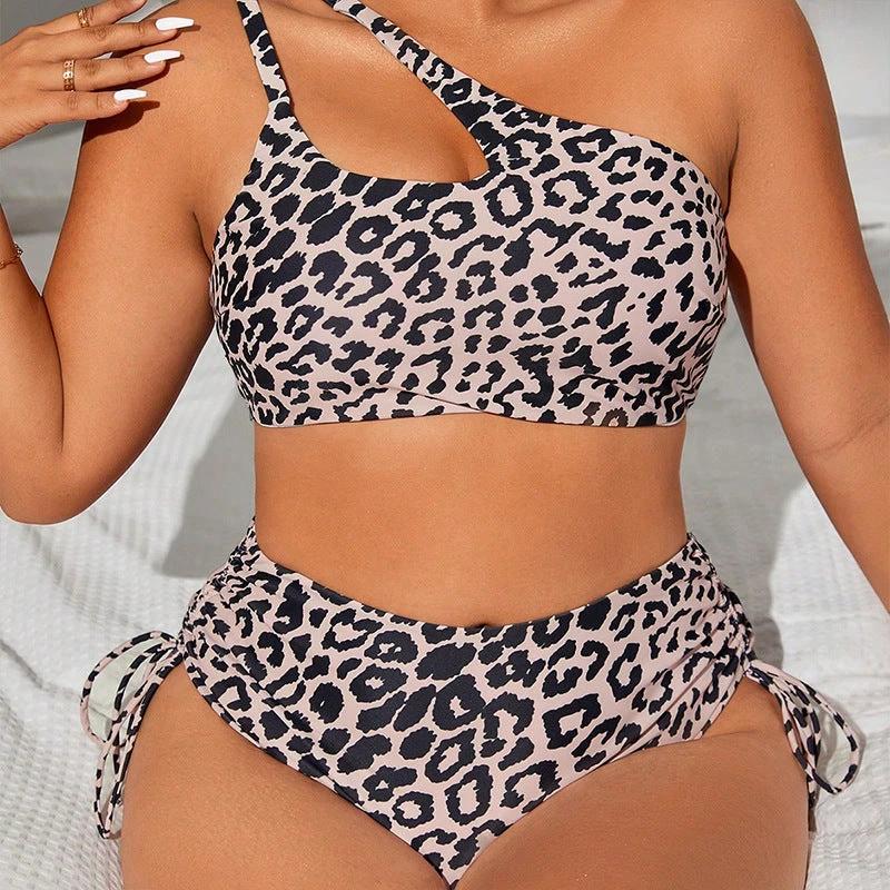 Traje de baño de bikini de talla grande con estampado de leopardo