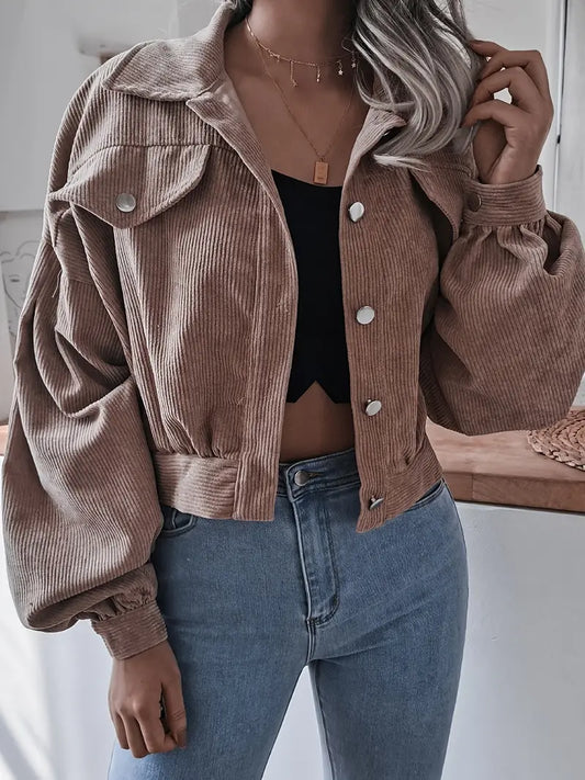 Chaqueta bomber de pana vintage de manga larga