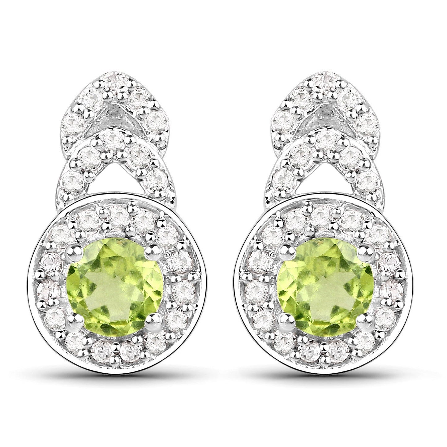 Juego de joyas de plata de ley .925 con peridoto auténtico de 2,68 quilates y topacio blanco