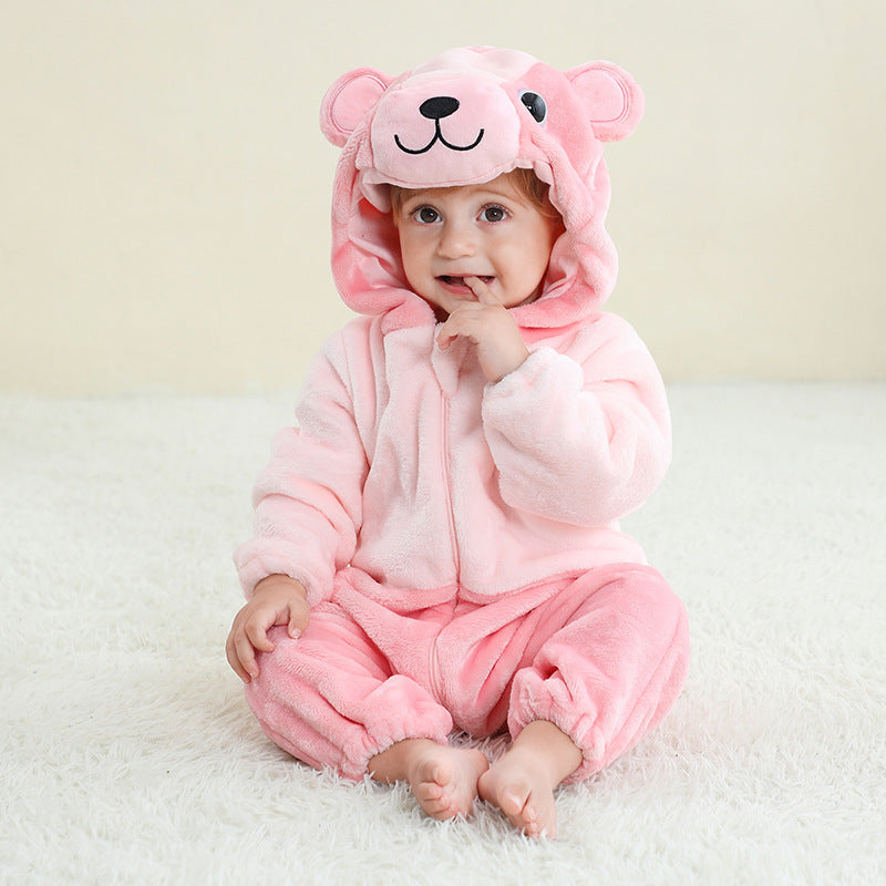 Mono de franela con diseño de animal para niños