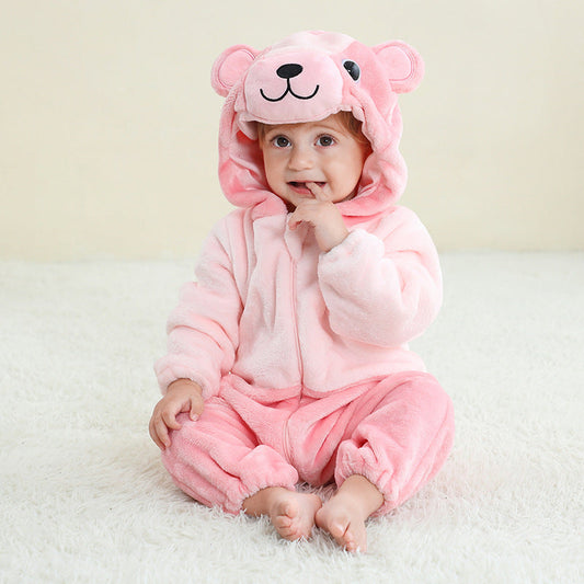 Mono de franela con diseño de animal para niños