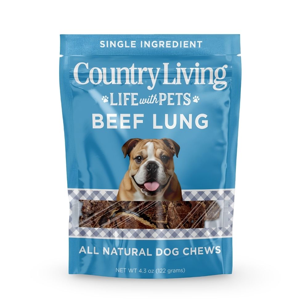 Premios para perros Country Living de 4”-6” en rodajas de pulmón de res (bolsa de 8 oz) - 100 % naturales, de un solo ingrediente, ricos en proteínas y sin cereales - Crujientes y ligeros