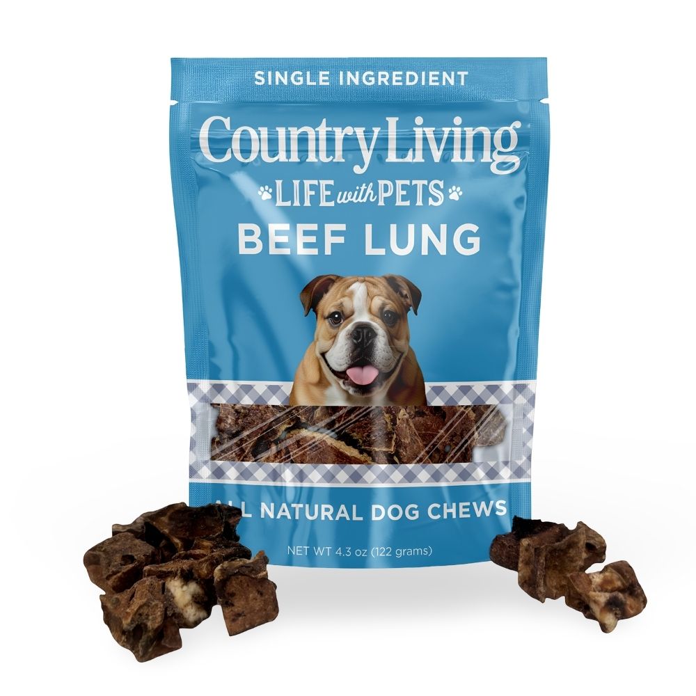 Premios para perros Country Living de 4”-6” en rodajas de pulmón de res (bolsa de 8 oz) - 100 % naturales, de un solo ingrediente, ricos en proteínas y sin cereales - Crujientes y ligeros