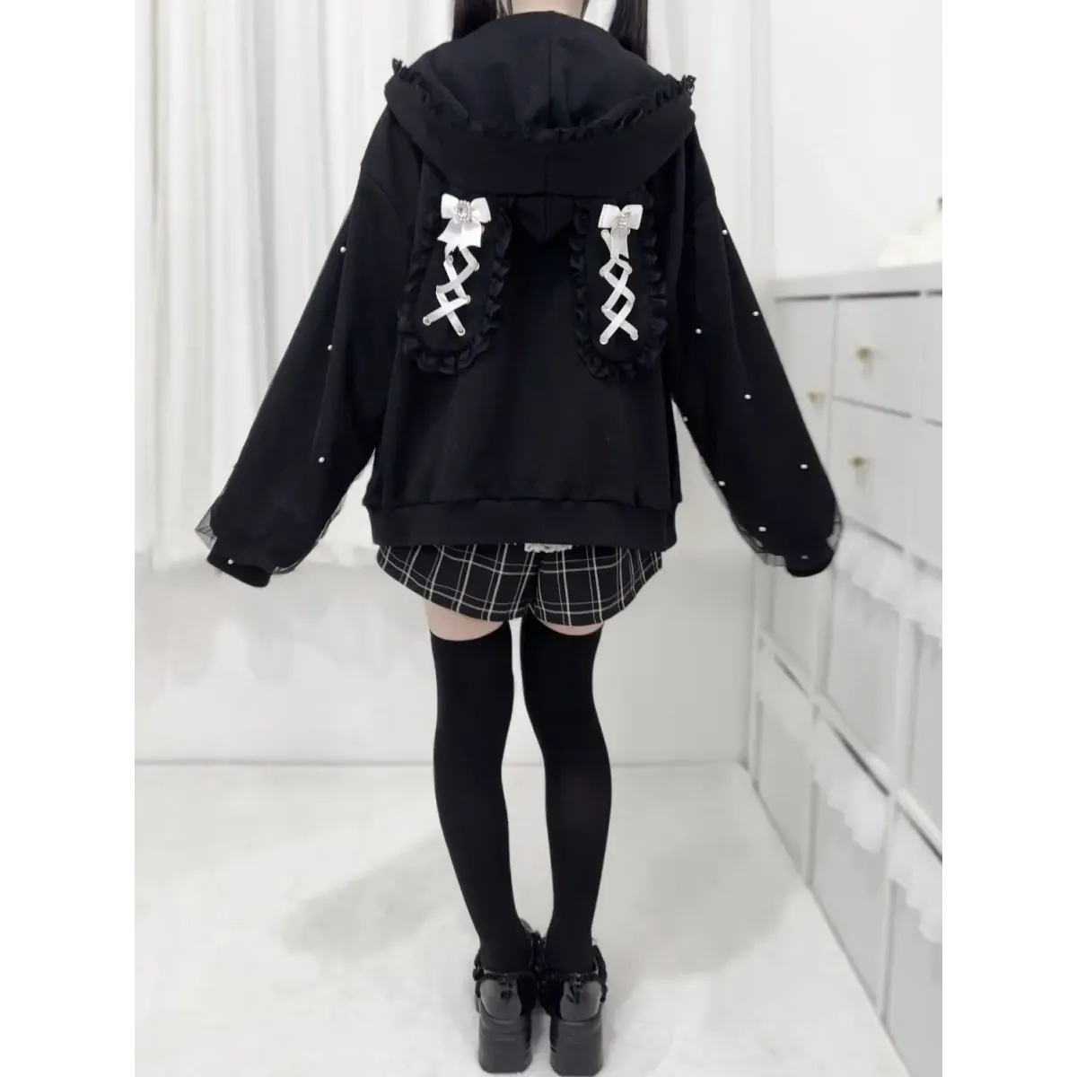 Sudadera con capucha de orejas de conejo Kawaii Harajuku
