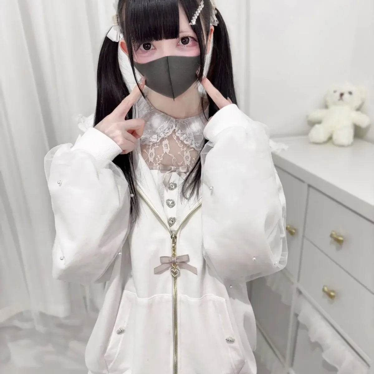 Sudadera con capucha de orejas de conejo Kawaii Harajuku