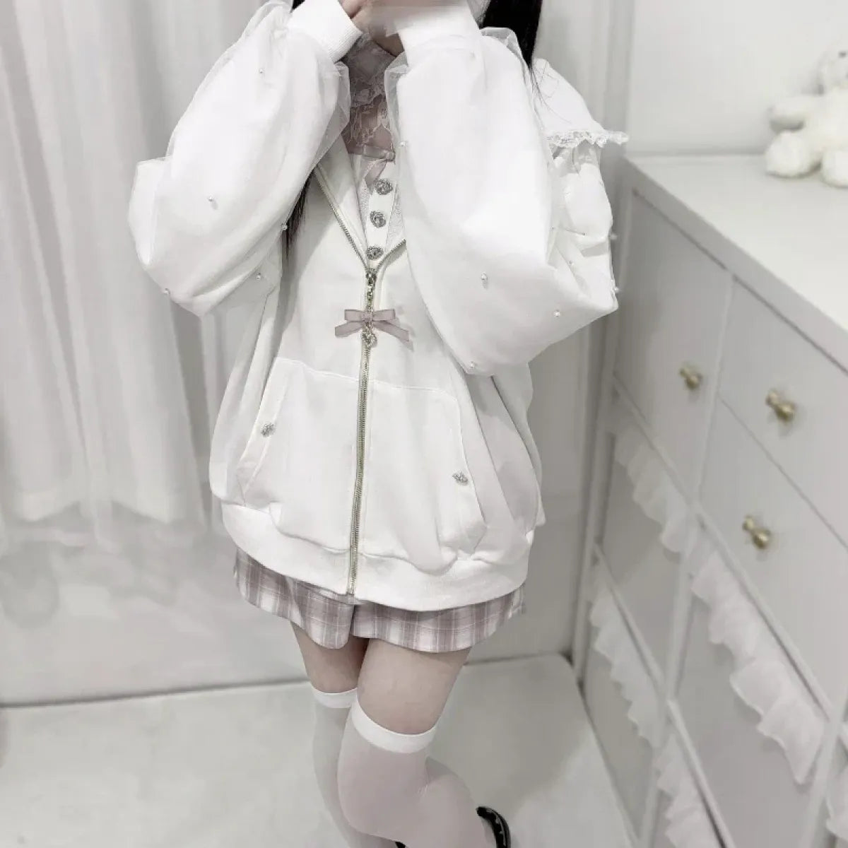 Sudadera con capucha de orejas de conejo Kawaii Harajuku