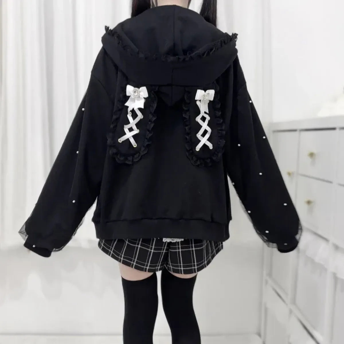 Sudadera con capucha de orejas de conejo Kawaii Harajuku