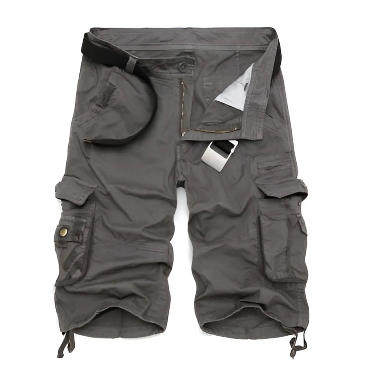 Pantalones cortos cargo de mezclilla con camuflaje militar