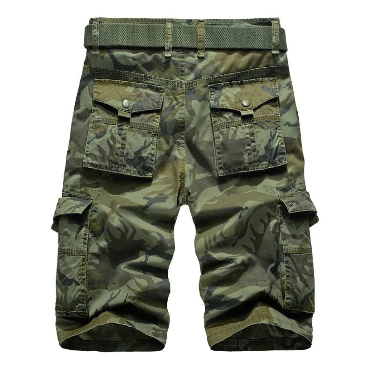 Pantalones cortos cargo de mezclilla con camuflaje militar