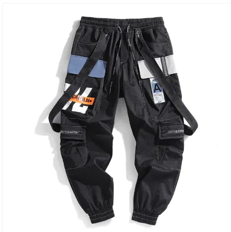 Pantalones casuales tipo overol para hombre, estilo juvenil, con múltiples bolsillos - # BOAA13410020