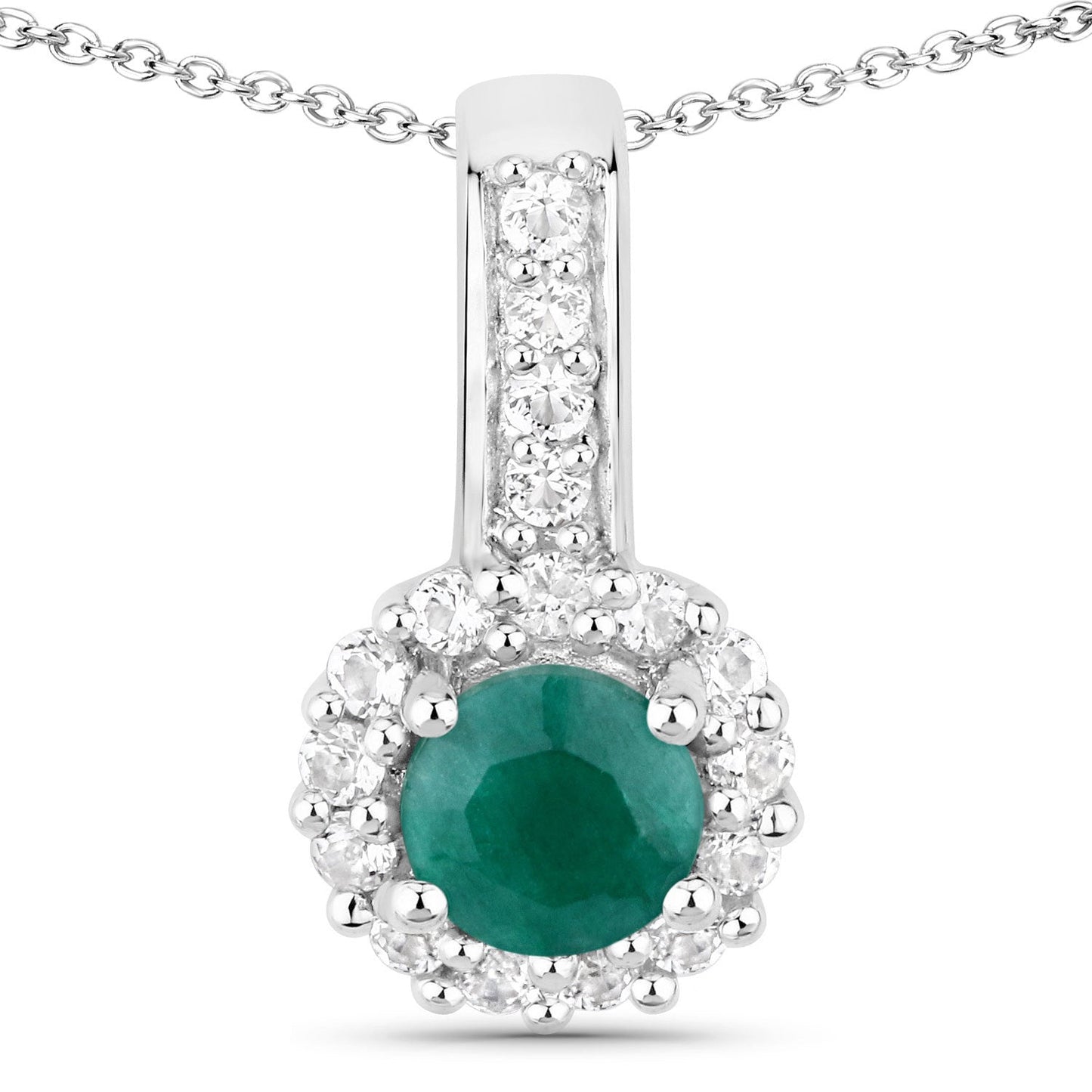 Conjunto de joyas de plata de ley .925 con esmeralda teñida y topacio blanco de 1,81 quilates