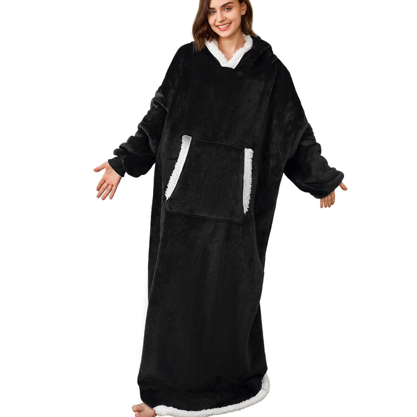 Manta con capucha acogedora y portátil, suave forro polar sherpa, bolsillos grandes, cinturón ajustable, regalo de invierno cálido para mujeres, hombres, novias y mamás. Perfecta para actividades en interiores y exteriores.