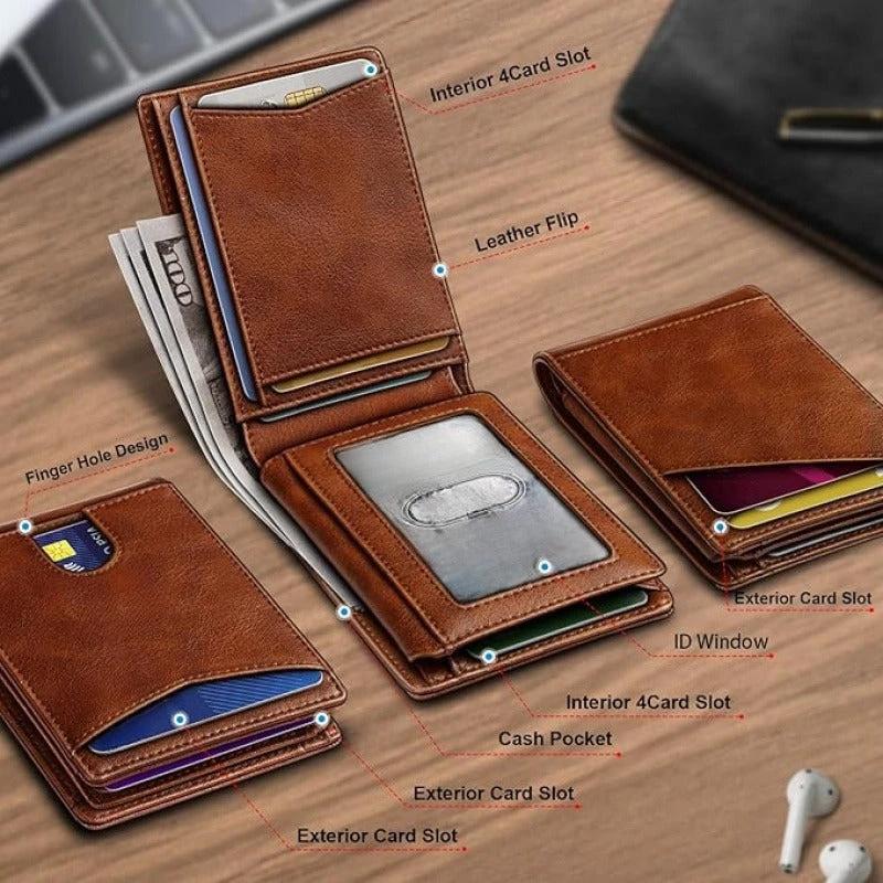 Tarjetero retro antirrobo multifuncional con múltiples ranuras para tarjetas para hombre