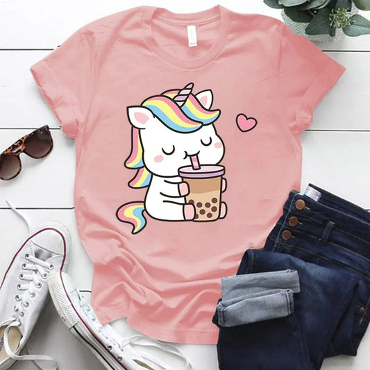 Camiseta de unicornio y té de boba