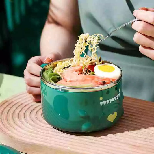 Cuenco de ramen de dinosaurio adorable