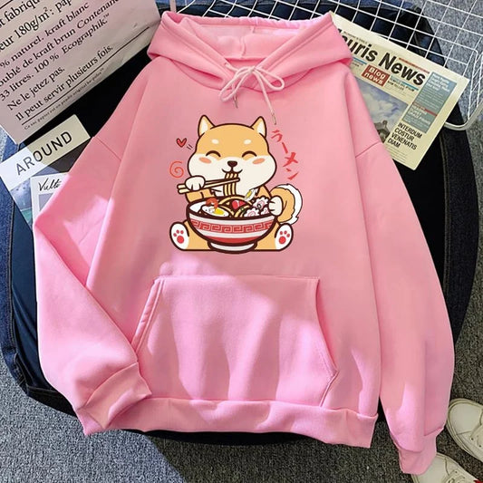 Sudadera con capucha de ramen y shiba inu adorable