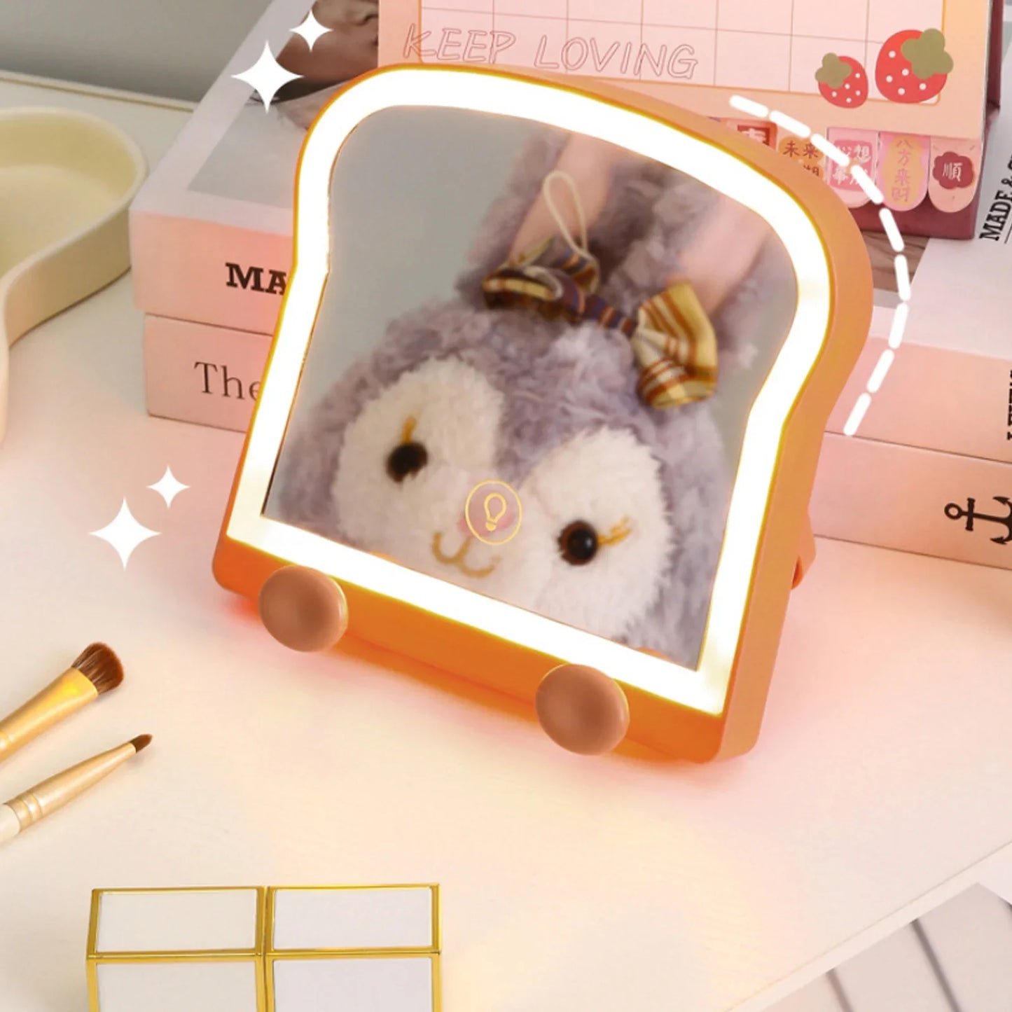 Espejo de Maquillaje LED Tostada Kawaii