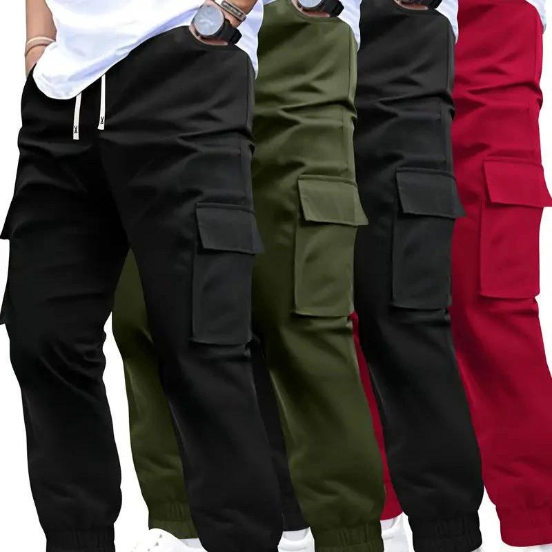 Pantalones de ocio ajustados con múltiples bolsillos para hombre