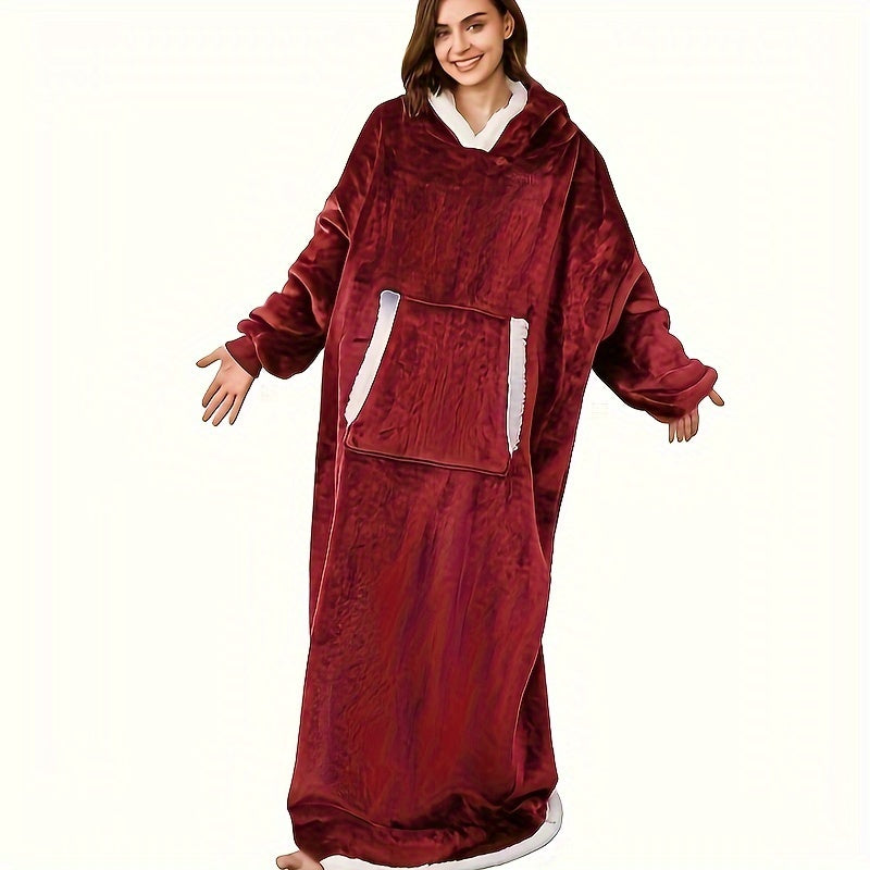 Manta con capucha acogedora y portátil, suave forro polar sherpa, bolsillos grandes, cinturón ajustable, regalo de invierno cálido para mujeres, hombres, novias y mamás. Perfecta para actividades en interiores y exteriores.