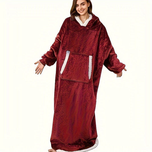 Manta con capucha acogedora y portátil, suave forro polar sherpa, bolsillos grandes, cinturón ajustable, regalo de invierno cálido para mujeres, hombres, novias y mamás. Perfecta para actividades en interiores y exteriores.