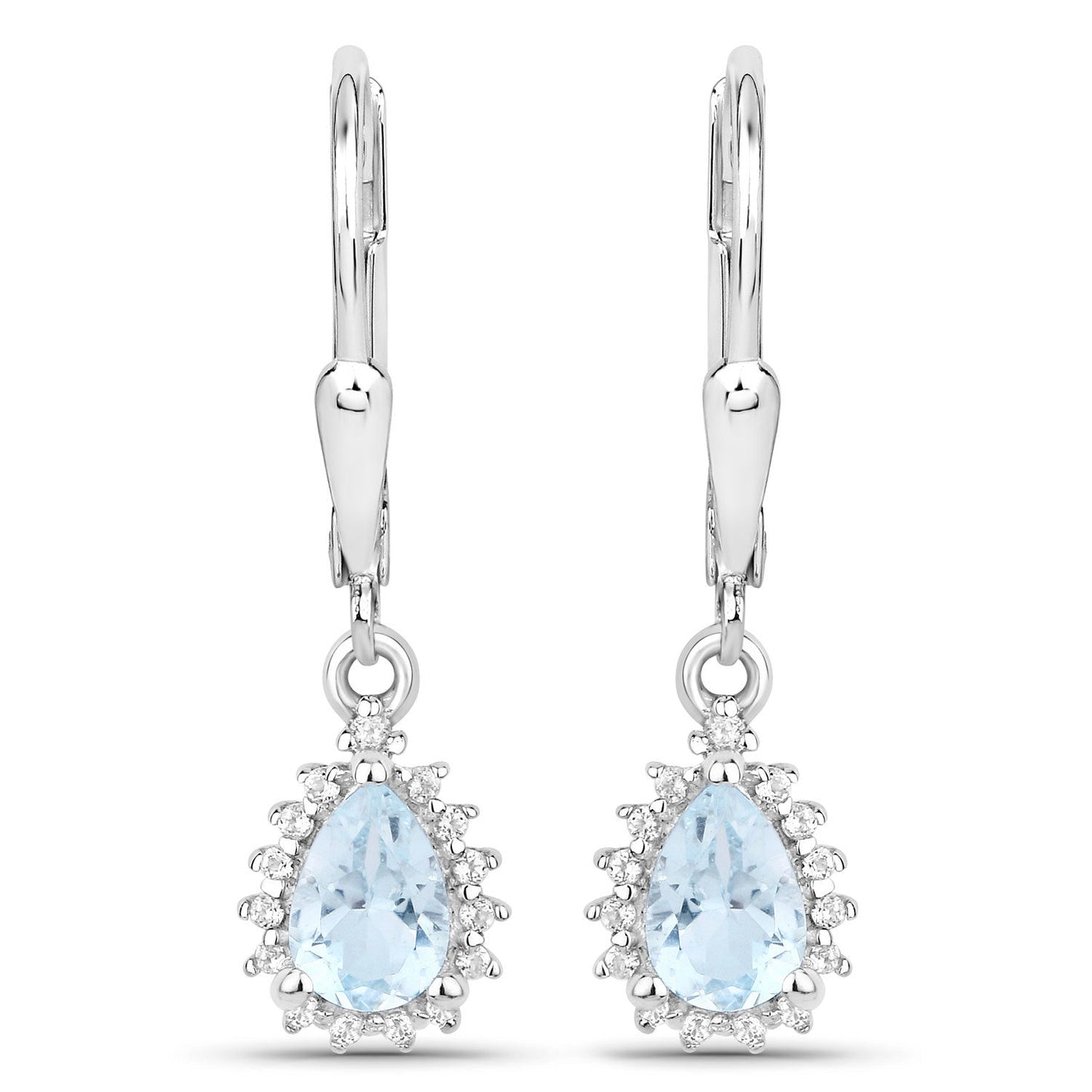 Conjunto de joyas de plata de ley .925 con topacio azul y topacio blanco genuinos de 2,00 quilates