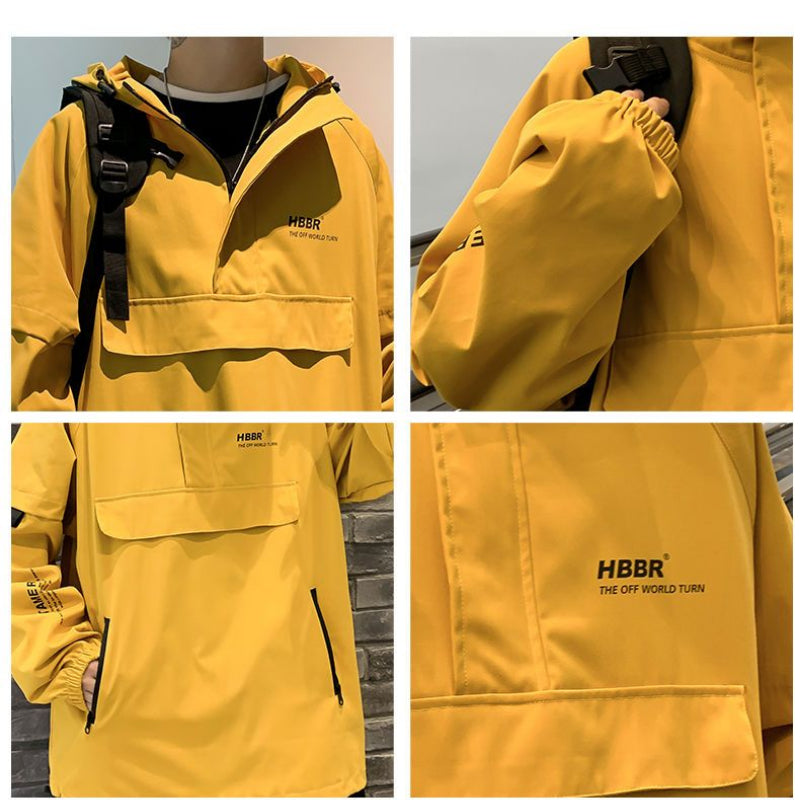 Cortavientos con capucha para hombre, chaqueta bomber deportiva