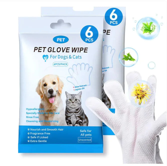 Guantes y toallitas para limpieza de mascotas