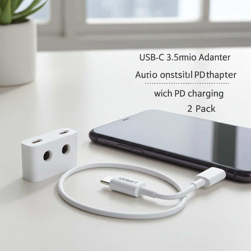 Adaptador de audio USB-C a 3,5 mm con carga PD para iPhone 15/16 Pro Max (paquete de 2)
