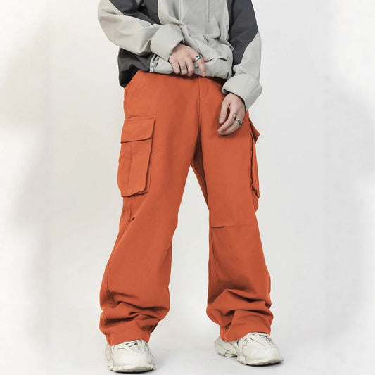 Pantalones cargo casuales sueltos con bolsillos tridimensionales para hombre