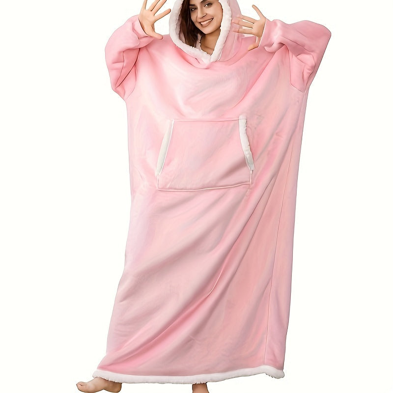 Manta con capucha acogedora y portátil, suave forro polar sherpa, bolsillos grandes, cinturón ajustable, regalo de invierno cálido para mujeres, hombres, novias y mamás. Perfecta para actividades en interiores y exteriores.