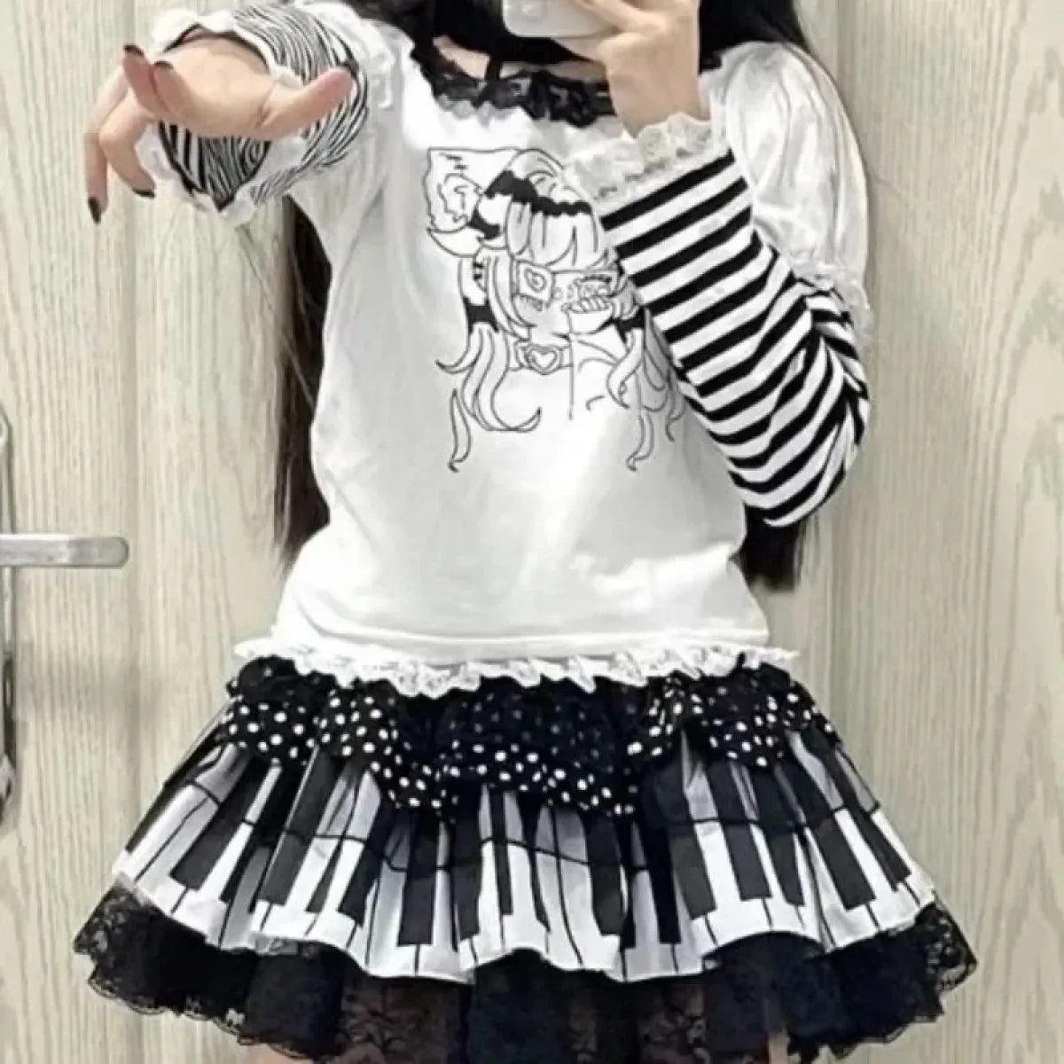 Falda Harajuku Gothic Lolita de Encaje – Punk Hada Grunge Kawaii Y2K