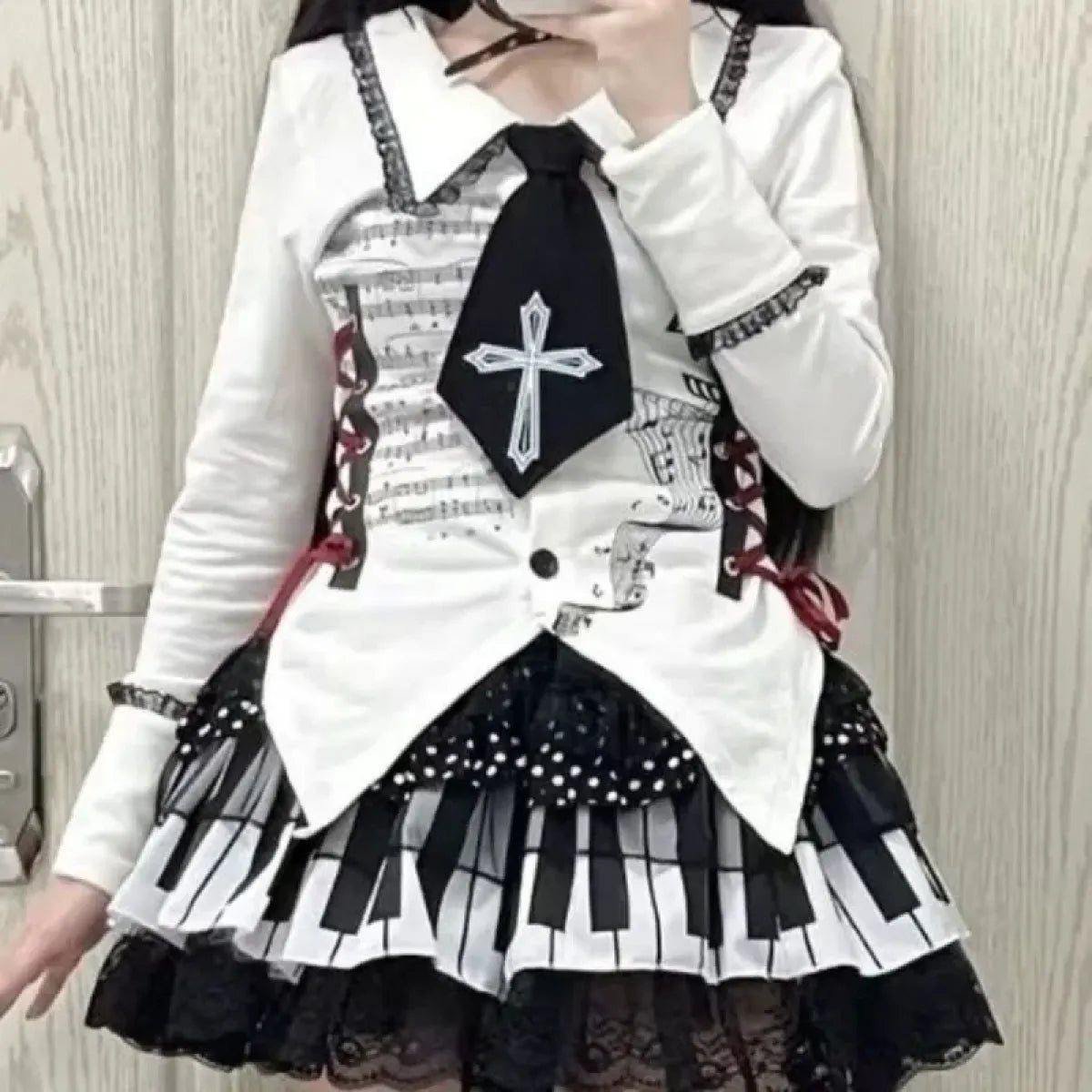 Falda Harajuku Gothic Lolita de Encaje – Punk Hada Grunge Kawaii Y2K