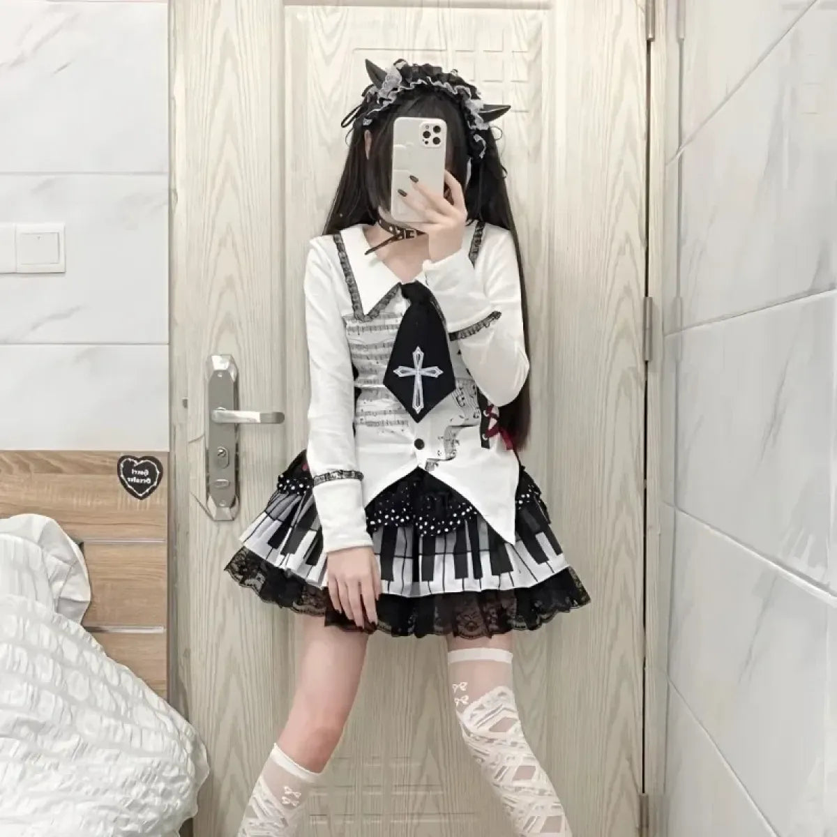 Falda Harajuku Gothic Lolita de Encaje – Punk Hada Grunge Kawaii Y2K