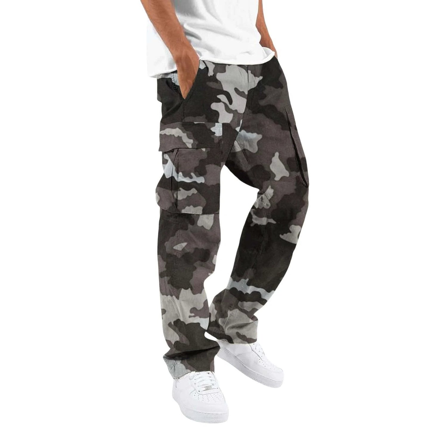 Monos de camuflaje de moda para hombre, estampados, para exteriores, rectos, con cuerda, ropa para hombre, pantalones casuales para hombre