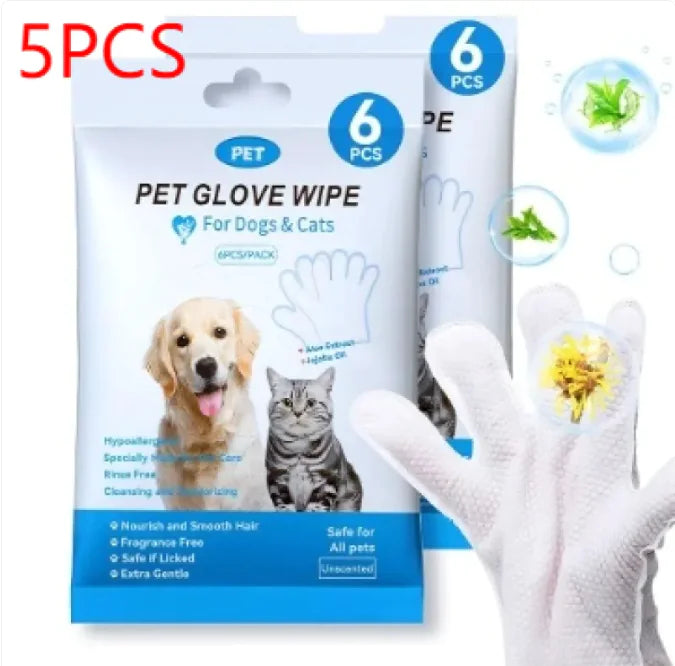 Guantes y toallitas para limpieza de mascotas