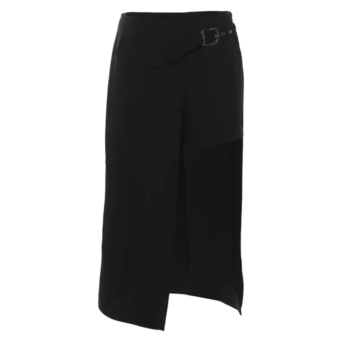 Minifalda gótica Techwear – Dobladillo irregular, detalle de hebilla, cintura alta