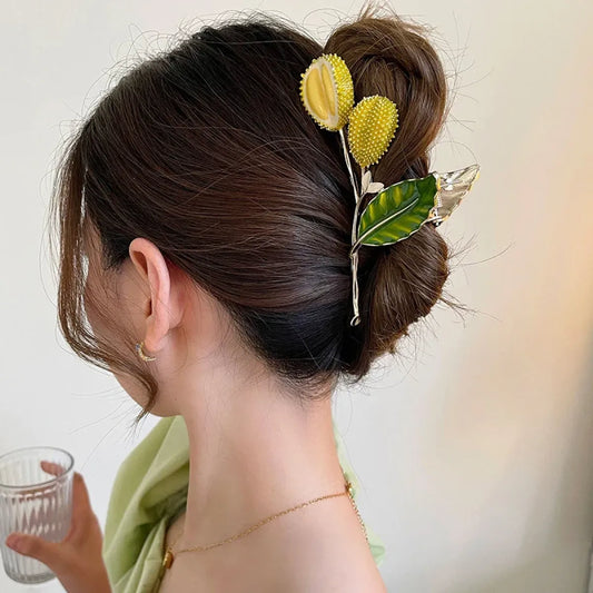 Pinza para el pelo de durián de metal verde