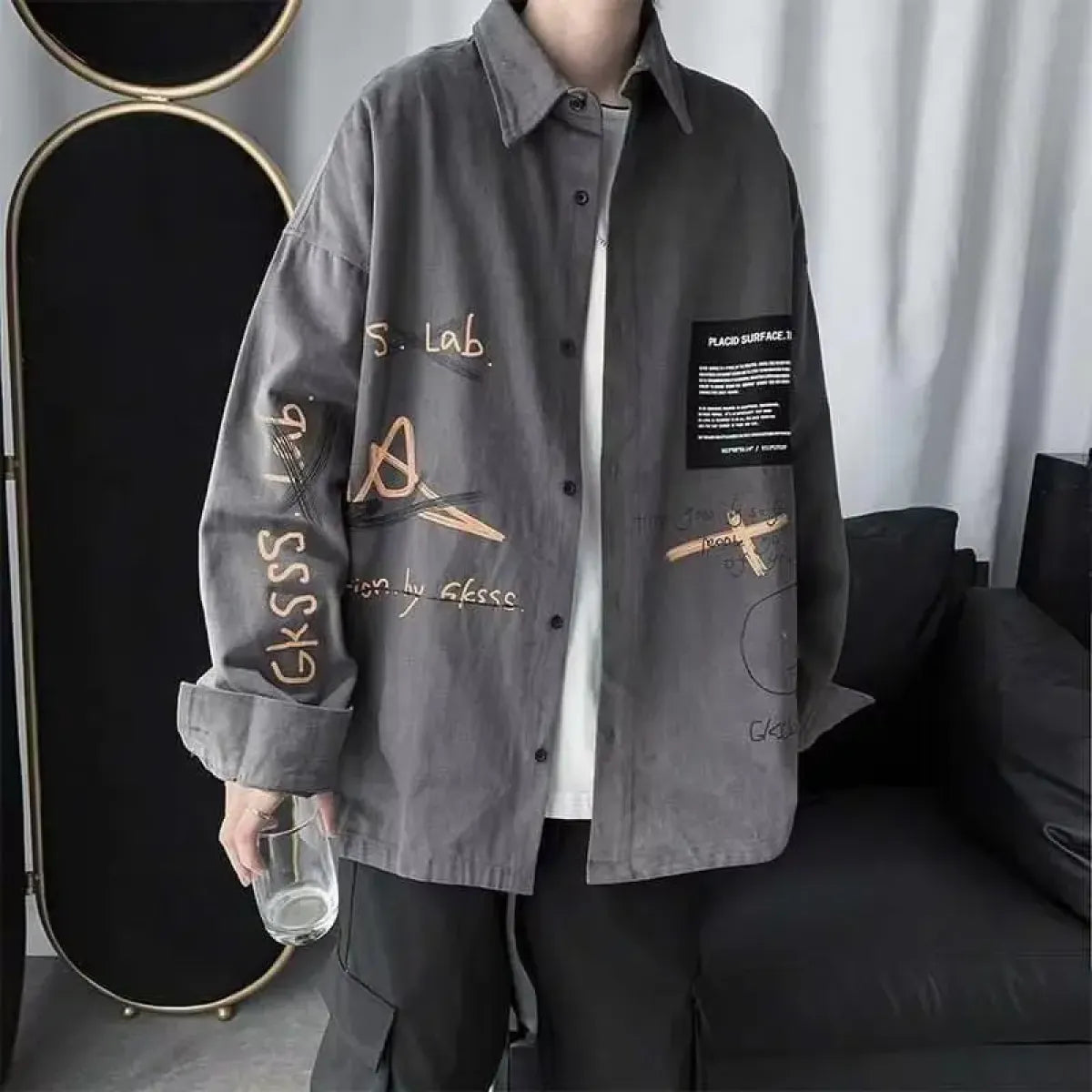 Harajuku Graphic Button Up Shirt