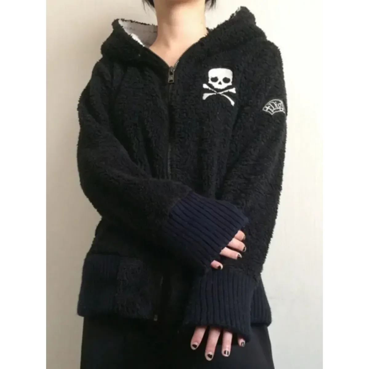 Sudadera Harajuku Grunge Calavera con Cremallera