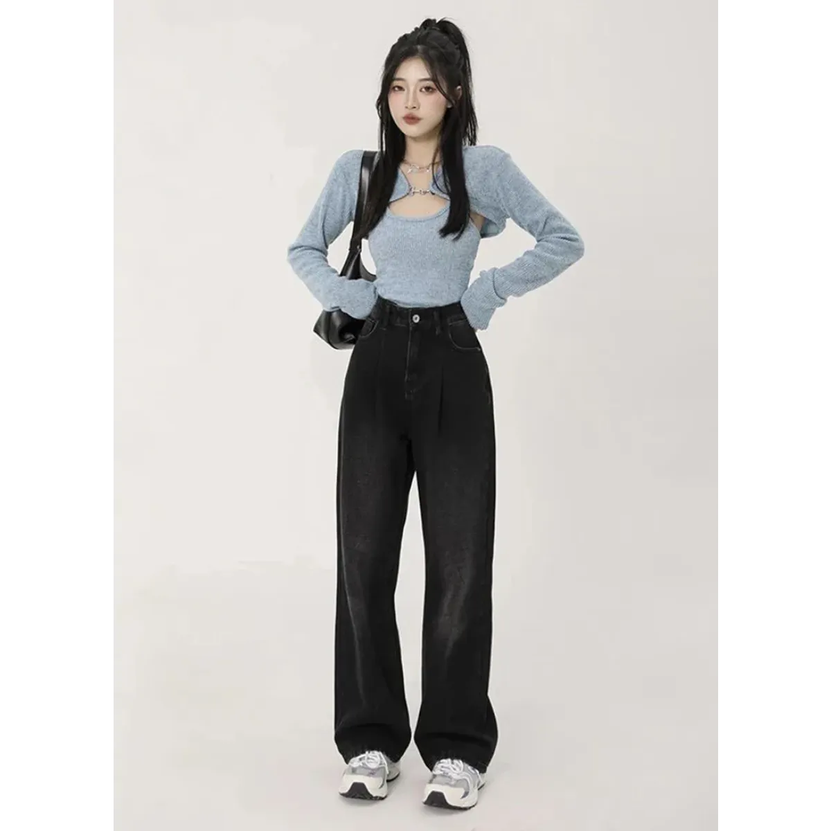 Conjunto de suéter de punto Harajuku