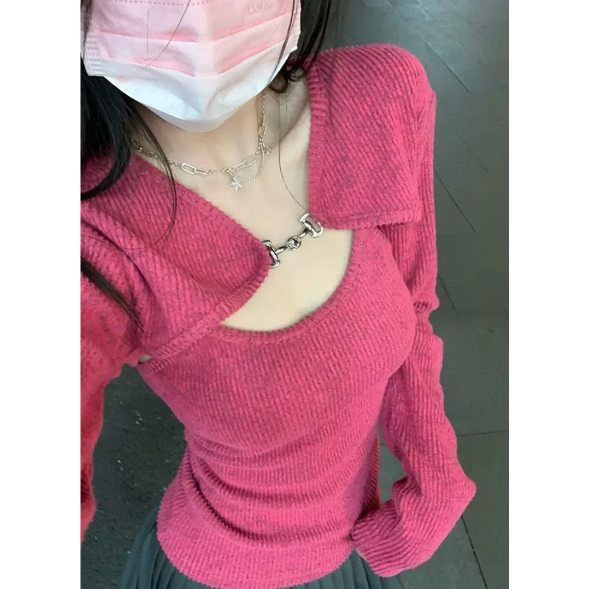 Conjunto de suéter de punto Harajuku