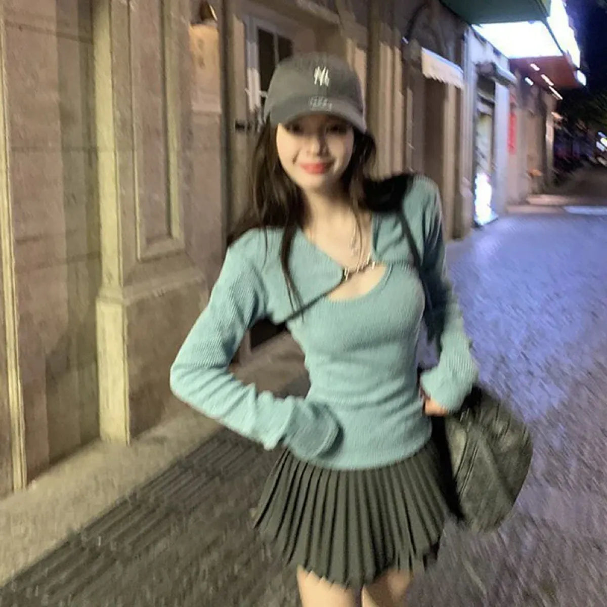 Conjunto de suéter de punto Harajuku